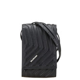 バレンシアガ ロゴ ポシェット フォンケース ブラック レザー レディース BALENCIAGA 【中古】